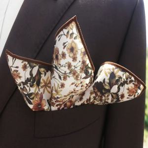 2025 신상 플로럴 프린트 포켓 스퀘어 남성용 정장 실키 소프트 손수건 웨딩 정장 액세서리 패션 브라운 옐로우 행커치프