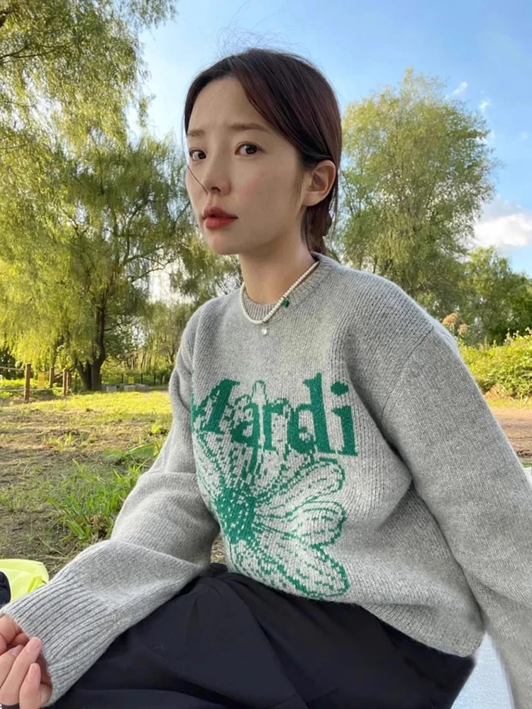 한국 패션 두꺼운 니트웨어 라운드 넥 스웨터 여성용 가을 겨울 루즈 언더웨어 티셔츠 따뜻한 혼합 원단 열 생성