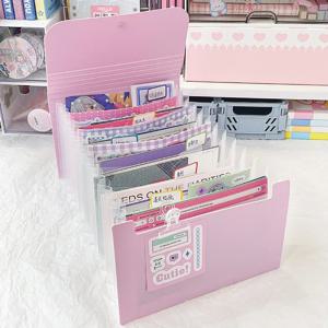 A6 크기 12 레이어 대용량 폴더 아코디언 가방 데스크 수축 가능 다층 보관 가방 카드 주최자 학교 용품