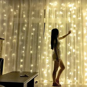 2x2/3x2/6x3M 웨딩 요정 문자열 빛 크리스마스 300 LED 휴일 갈 랜드 정원 파티 야외 홈 거리 커튼 장식