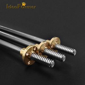 T8 리드 스크류 OD 8mm 리드 4mm/2mm/8mm 피치 2mm 길이 200mm 250mm 300mm 350mm 400mm 450mm 500mm Reprap 3D 부품용 너트 포함