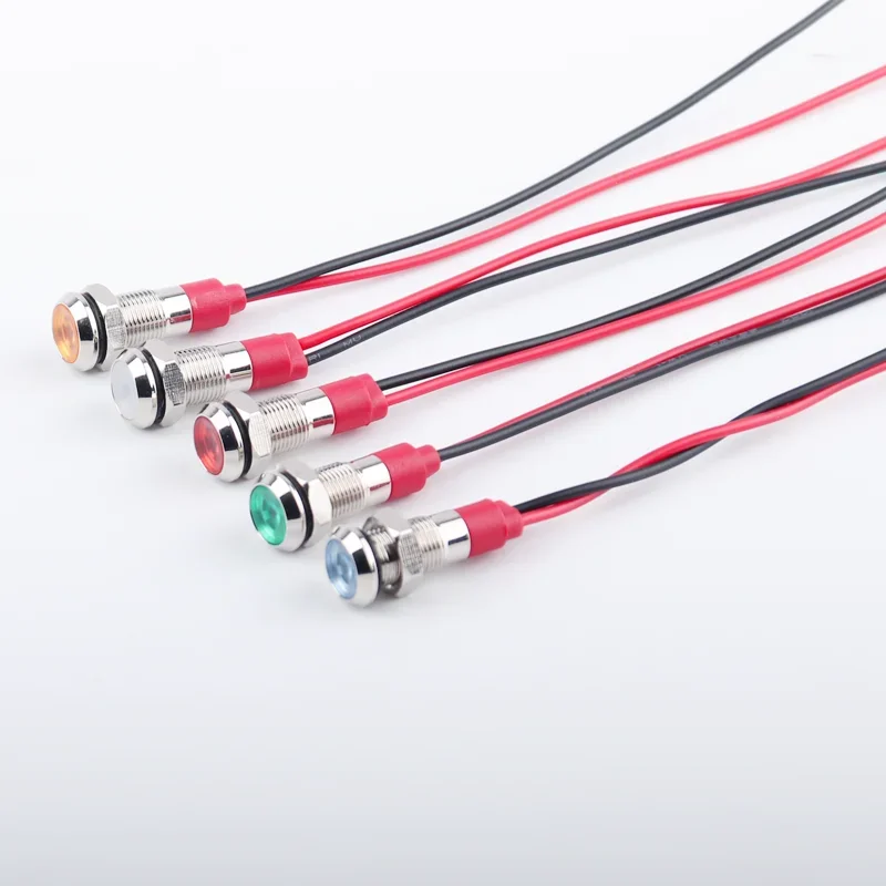 6mm 8mm 10mm 12mm 경고 표시기 신호 표시기 라인 1pcs 3V 5V 12V 24V 110V 220 방수 IP67 금속 LED