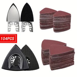 이 104개 샌딩 패드 키트로 진동 도구를 업그레이드하세요 - 목재 및 석고 마무리용 100개 사포