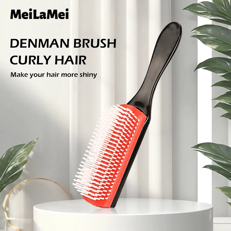 9 행 Detangling 헤어 브러시 Denman Detangler 헤어 브러시 두피 마사지 여성용 스트레이트 젖은 빗 남성용 살롱 곱슬 머리 브러시