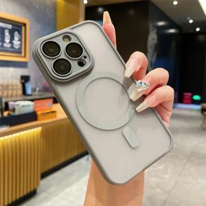 iPhone 16 15 14 Plus 13 12 11 Pro Max 무광택 하드 렌즈 보호 커버 용 Magsafe 자기 무선 충전 케이스 용 반투명
