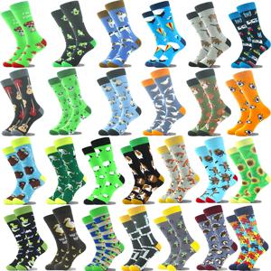멋진 디자인 아보카도 크루 양말 남자 크리 에이 티브 아이 기타 버스 패턴 Sokken Duck Cat Fox Otter 동물 Divertidos Chaussette Sox