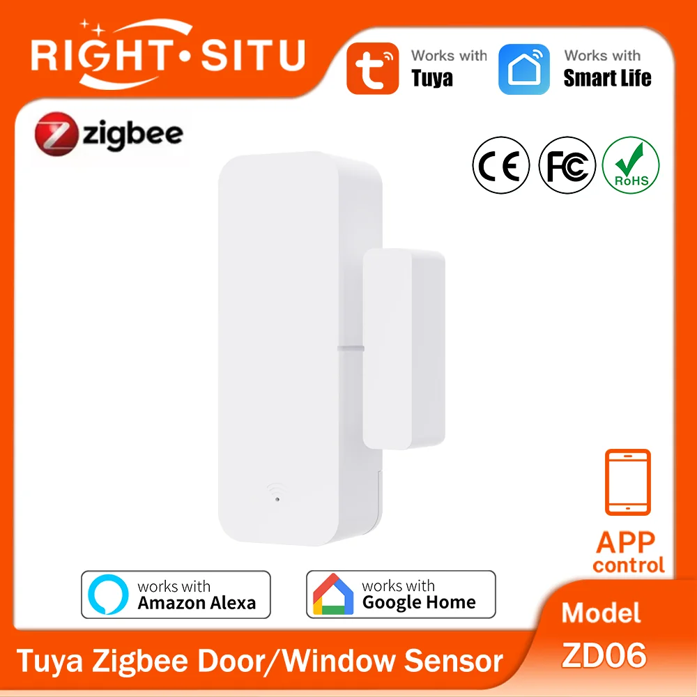 Tuya Zigbee 3.0 도어 윈도우 센서 접촉 센서 APP 스마트 라이프를 통한 원격 제어는 Alexa Yandex Zigbee2Mqtt ZHA와 함께 작동합니다.