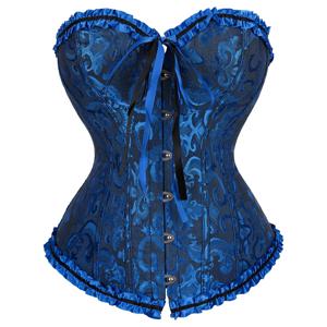 빅토리아 코르셋 탑 여성 빈티지 Bustier 레이스 업 본드 Shapewear 고딕 패션 자카드 Overbust Corselet