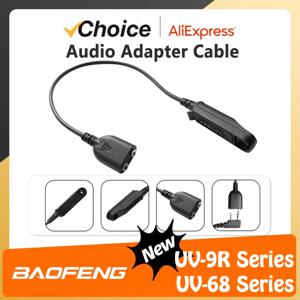 Baofeng 오디오 어댑터 케이블 2 핀 K 플러그 이어폰 스피커 마이크, UV-9R Pro V2 UV-68 Pro Max UV-S22 방수 라디오 액세서리