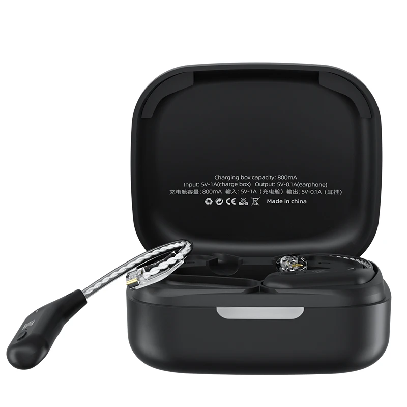 KZ AZ09 무선 업그레이드 케이블 HD Bluetooth 5.4 와이어 이어 후크 KZ CCA 이어폰 용 충전 케이스가있는 HIFI 헤드셋 케이블