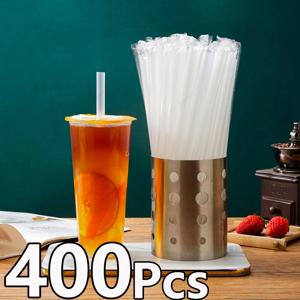 50/100/400Pcs 대형 밀크 쉐이크 빨대 흰색 마시는 빨대 MilkTea 빨대 버블 티 밀짚 파티 웨딩 바 홈 액세서리
