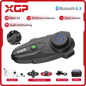 XGP X10 블루투스 오토바이 헤드폰, 헬멧 무선 통신 메쉬 3.0, 오토바이 운전자 10 명용 다기능 오디오