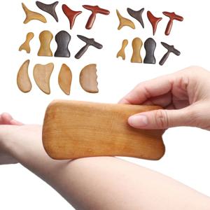 목재 트리거 포인트 마사지 Gua Sha 도구, 전문 림프 배수 도구, 뒷다리 손 얼굴을위한 목재 치료 마사지 도구