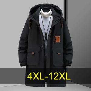 겨울 롱 파카 남성 12XL 10XL 플러스 사이즈 두꺼운 자켓 방수 코트 패션 캐주얼 카고 파카 남성 빅 사이즈 12XL