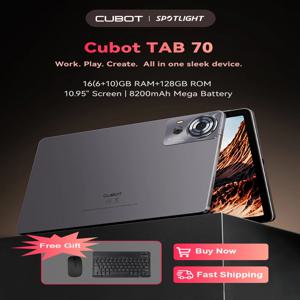 Cubot 태블릿 안드로이드 14, 옥타코어, 16GB RAM(6GB + 10GB), 128GB ROM, 10.95 인치 HD + 화면, 8200mAh, GPS, 탭 70, 2025 신제품 페이스 ID