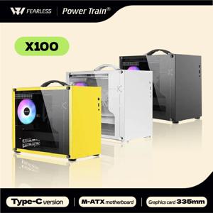 PowerTrain X-GAMER X100 M-ATX 휴대용 컴퓨터 케이스 ITX MATX 전원 공급 장치 지원 U3 Type-C 데스크탑 미니 소형 섀시