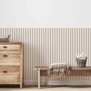 벽지 줄무늬 라인 브라운 모카, 껍질과 스틱 Wallpapaer, 어린이 가정 장식을위한 이동식 벽 종이 Wainscoting 스타일