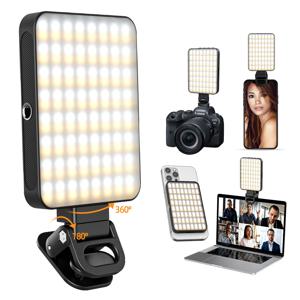 128LED 충전식 셀카 라이트, 블로깅 화상 회의 라이브 스트림을 위한 전화 노트북 태블릿용 클립 자기 채우기 라이트