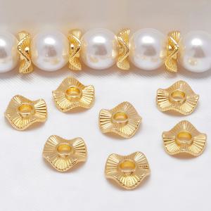10/20Pcs 플랫 라운드 금속 스페이서 비즈 바로크 웨이브 비즈 골드 도금 6 8 10mm 목걸이 귀걸이 팔찌 쥬얼리 액세서리