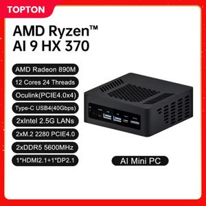 토폰 게이밍 미니 PC Oculink AMD 라이젠 AI 9 HX 370 365 7 PRO 360 USB4 2*DDR5 2xPCIe4 2*2.5G LAN 미니 컴퓨터 윈도우 11 WiFi6