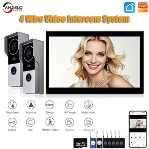 1080P 터치 모니터, 10인치 홈 시스템, 인터콤, 비디오 도어, 전화, Wi-Fi, 금속 초인종, 카메라, Tuya Smart