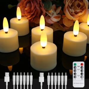 타이머 원격 Flameless 깜박이는 3D 심지 차 빛 전자 조명 할로윈 크리스마스 장식과 충전식 LED 양초