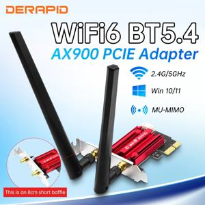 Fenvi 듀얼 밴드 WiFi 6 AX900 Bluetooth 5.4 PCI-Express 무선 어댑터 데스크탑 Windows 10/11 용 8cm 로우 브래킷 네트워크 카드