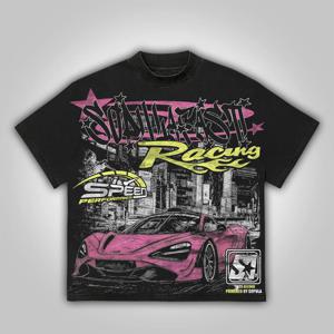 Y2k Fast Racing 빈티지 그래픽 코튼 티셔츠 남성 Y2K 여름 반팔 하라주쿠 Oversize Tshirt streetwear 여성상의