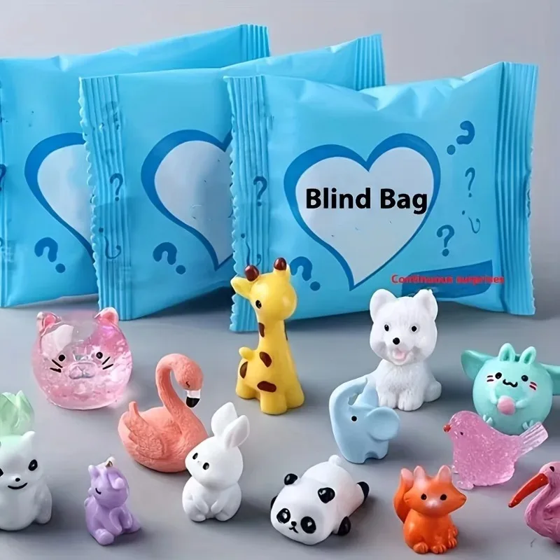 50pcs 미니 동물 깜짝 블라인드 가방 귀여운 빛나는 모듬 색상 동물 어린이를위한 블라인드 박스 장난감 어린이 생일 선물