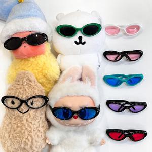 【인형 없음】미니 6.5cm 타원형 선글라스 Labubu 봉제 인형 선글라스 액세서리용 패션 투명 플라스틱 안경