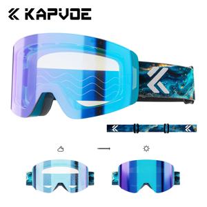 KAPVOE 광변색 스키 고글 선글라스 이중 자석 흡착층 UV400 안개 방지 코팅 스노모빌 스키 선글라스 Ne'w