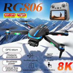 RG806 Max RC 드론 GPS 8K HD 듀얼 카메라 360 °   장애물 회피 항공 사진 4축 안정성 보안 모니터링