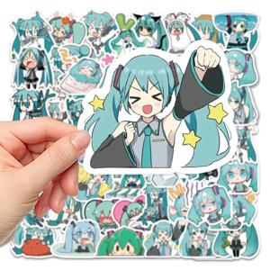 65Pcs Kawaii Chibi 애니메이션 낙서 스티커 하츠네 미쿠 팩 가방 노트북 전화 스케이트 보드 만화 스티커 아이 선물 장난감