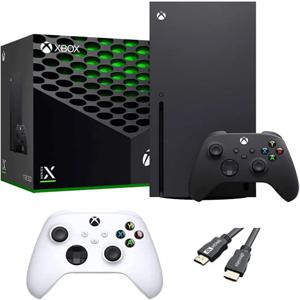 새로운 X-Box 시리즈 X 게임 콘솔 번들 - 1TB SSD 블랙 X-Box 콘솔과 무선 컨트롤러 두 개 - 블랙 및 화이트