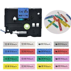 1PCS 호환 TZe-231L1 TZE-131L1 D210S H110 PT-E550W PT-E100/115 PT-710BT 용 12/18/24mm 레이저 체크 무늬/스타 라벨 테이프