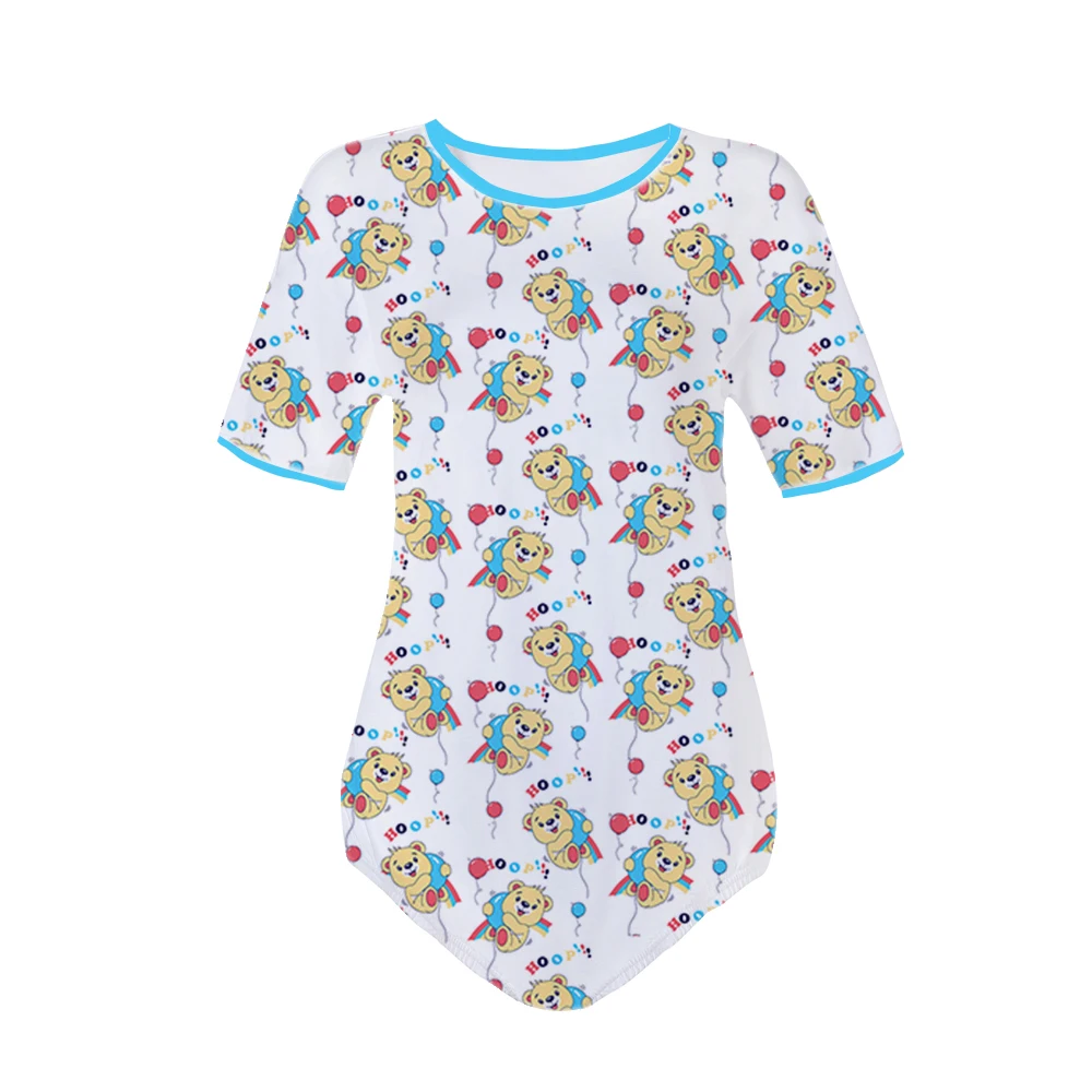 리틀 베어 스냅 가랑이 Onesie 성인용 베이비 바디수트 Sissy ABDL 기저귀 잠옷