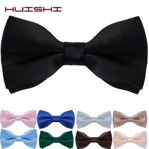 HUISHI 남성용 나비 넥타이 솔리드 스트라이프 블랙 펄 화이트 Bowtie Elegant Mans Bussiness 웨딩 파티 액세서리 나비 활