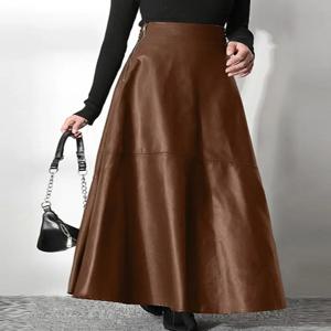 ZANZEA 여성용 PU 가죽 맥시 스커트, 우아한 OL 롱 사이아 패션, 솔리드 Mujer Faldas 캐주얼 하이 웨이스트 지퍼, 2023 용수철
