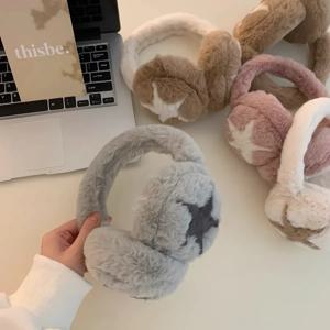 여성용 스타 푹신한 이어 머프, 야외 방한 이어 커버, 따뜻한 겨울 헤드폰, 귀마개, 방한, 겨울 액세서리