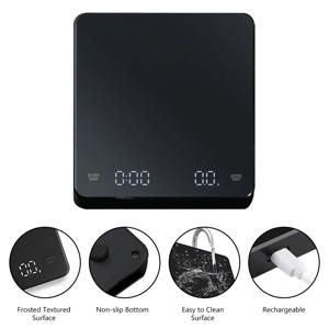타이머 LED 스크린이 있는 디지털 커피 스케일 에스프레소 USB 3kg 최대 무게 0.1g 온스/ml/g 주방 저울의 고정밀 측정