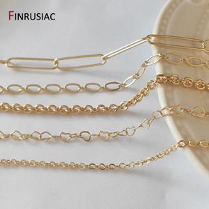 14K 금도금 황동 금속 라운드 링크 케이블 목걸이 체인 DIY 쥬얼리 결과 만들기 재료 수제 용품에 대한 대량