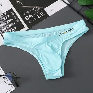 남자 팬티 부드러운 얼음 실크 란제리 3d 가랑이 비키니 팬티 낮은 허리 속옷 얇은 원활한 반투명 높은 탄성 Tanga 슬립