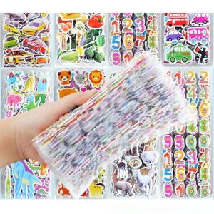 10Pcs 어린이 스티커 다른 시트 소녀 소년을위한 3D 푹신한 대량 스티커 생일 선물 Scrapbooking 교사 동물 만화