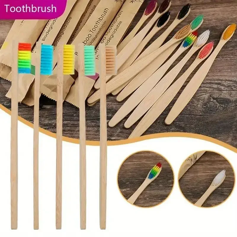 단일 소가죽 포장 대나무 칫솔 세트 자연 및 환경 친화적인 대나무 칫솔 타블렛 10개 1개 상자