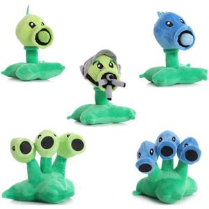 18cm 식물 대 좀비 Peashooter 플러시 장난감 인형 귀여운 눈 완두콩 Threepeater 플러시 부드러운 인형 장난감 어린이를위한 선물 어린이