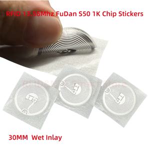 RFID 스마트 태그 14443A 클래식 1K EV1 S50 습식 인레이 스티커, F08 1024 바이트 라벨 RFID 태그, 액세스 제어 출석 카드, 10 개, 50 개