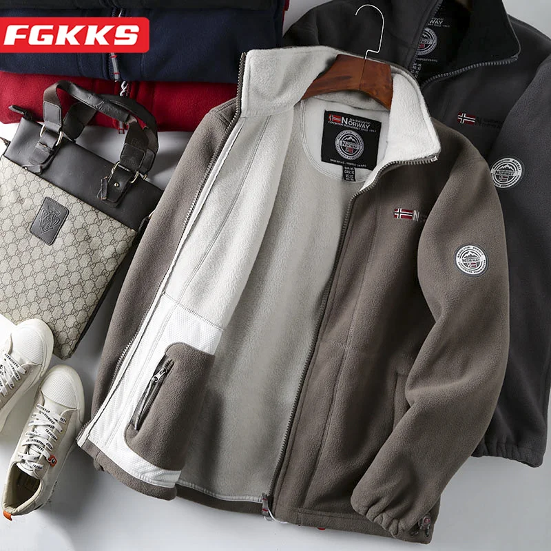 FGKKS 2023 남성용 브랜드 캐주얼 자켓 두꺼운 양모 자켓 고품질 디자인 따뜻한 패션 자켓 남성