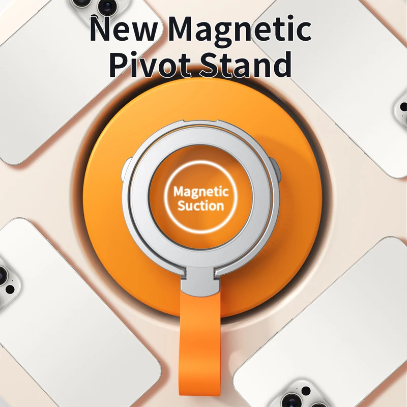 2023 Magsafe 액세서리 용 새로운 강력한 자기 휴대 전화 홀더 iPhone 13 14 15 Samsung 용 스트랩 브래킷이있는 자석 스탠드