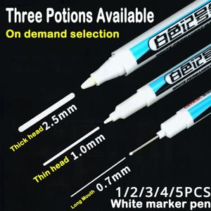 1/5 PCS 흰색 마커 펜 유성 방수 흰색 낙서 스케치 마커 편지지 깊은 구멍 마커 흰색 영구 페인트