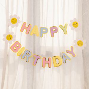 1 - 5 세 생일 파티 배너, 꽃 술, 홈 룸 장식, 어린이 화환, 생일 축하 배너